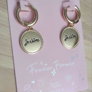 Frasier Forever Je T'aime Gold Charm Click Earrings Y2K Bling